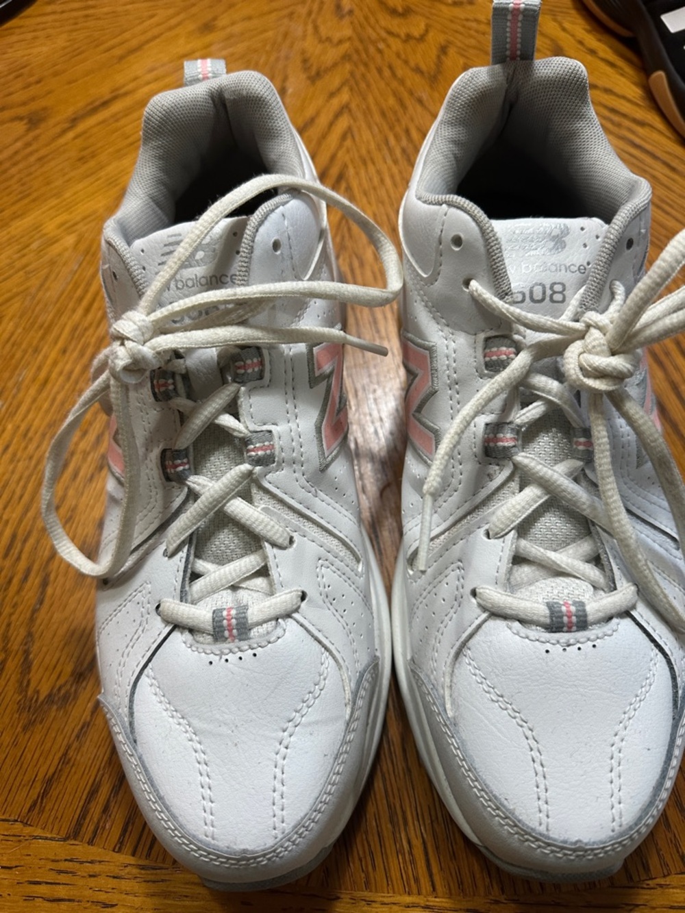 New Balance White Sneakers with Pink Accent